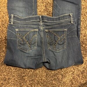 Wrangler Blue Boot Cut Jeans with Embellished Back Pockets